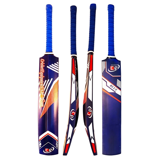 Picture of Tape Tennis Ball Full Size Cricket Bat Lightweight Blue Wooden Bat with Short Handle for Adults