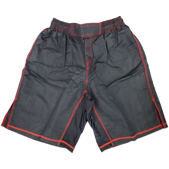 Picture of MMA Shorts Mixed Martial Arts Plain Black With Red Stitching