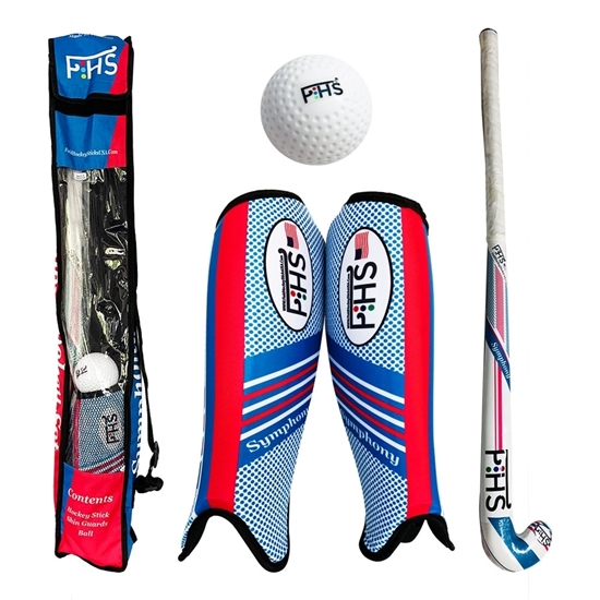 Picture of Field Hockey Set for Kids & Juniors – Symphony Wooden Stick, Shin Guards, Hockey Ball, & Carrying Bag | Stick Sizes 30'', 32'', 34''